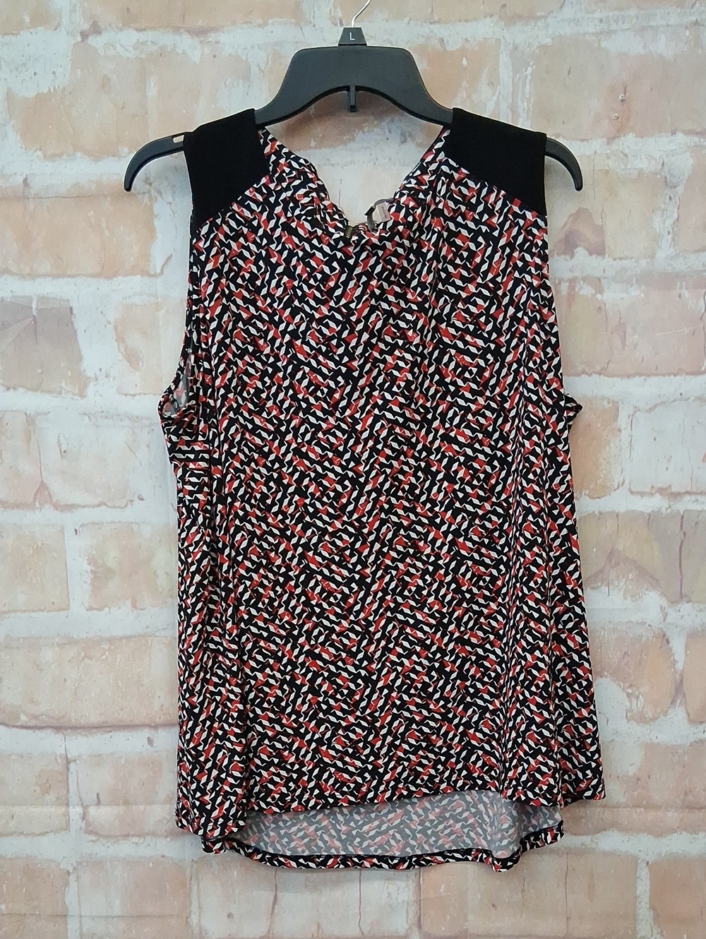 Vince Camuto Black, Red & Cream Geometric Sleeveless Camisole